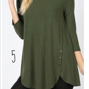 Plus size olive 3/4 sleeve top